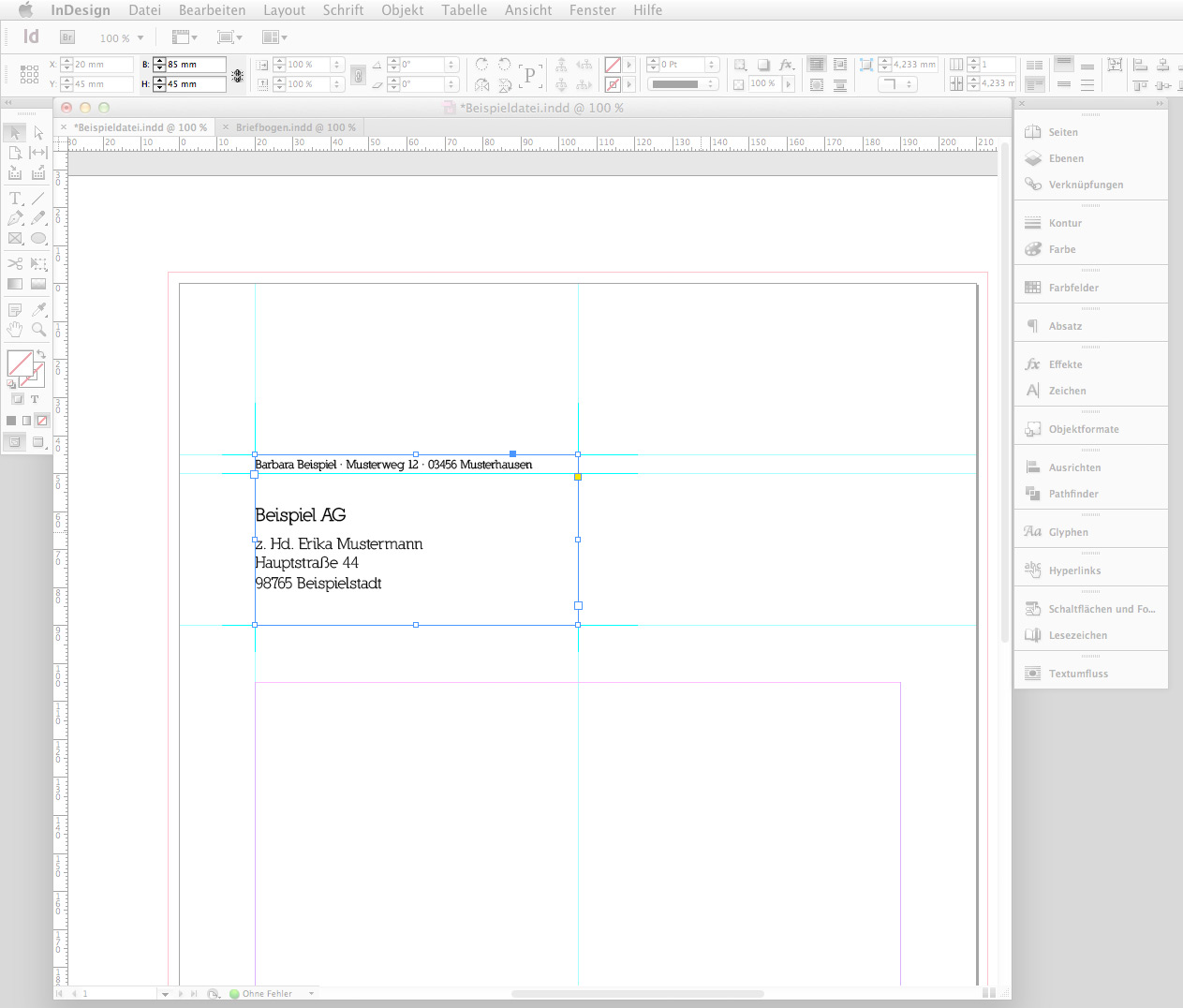 Briefbogen im Indesign CS6 erstellen Step 3