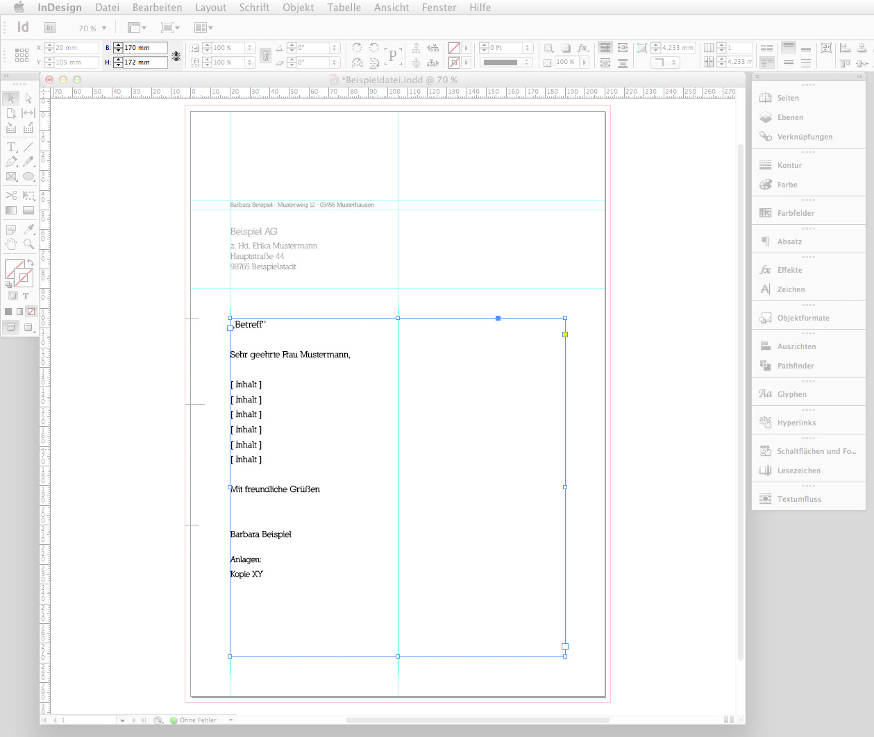 Briefbogen im Indesign CS6 erstellen Step 5