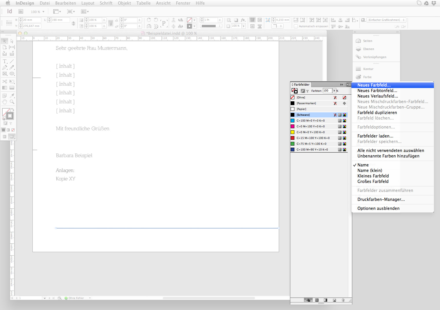 Briefbogen im Indesign CS6 erstellen Step 6b