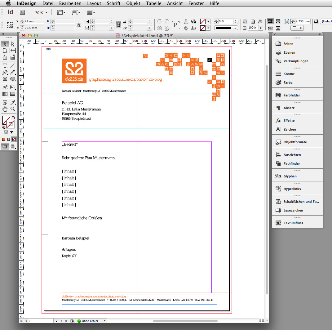Briefbogen im Indesign CS6 erstellen   Das Ergebnis