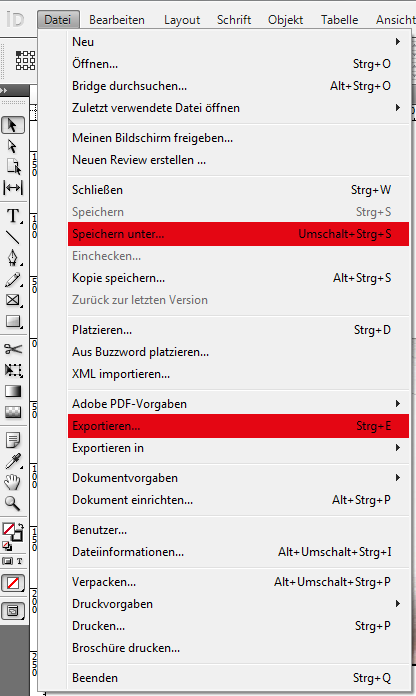Speichern Exportieren