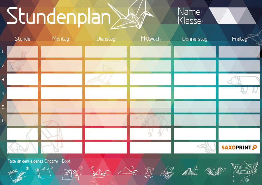 Stundenplan Vorlage bunt