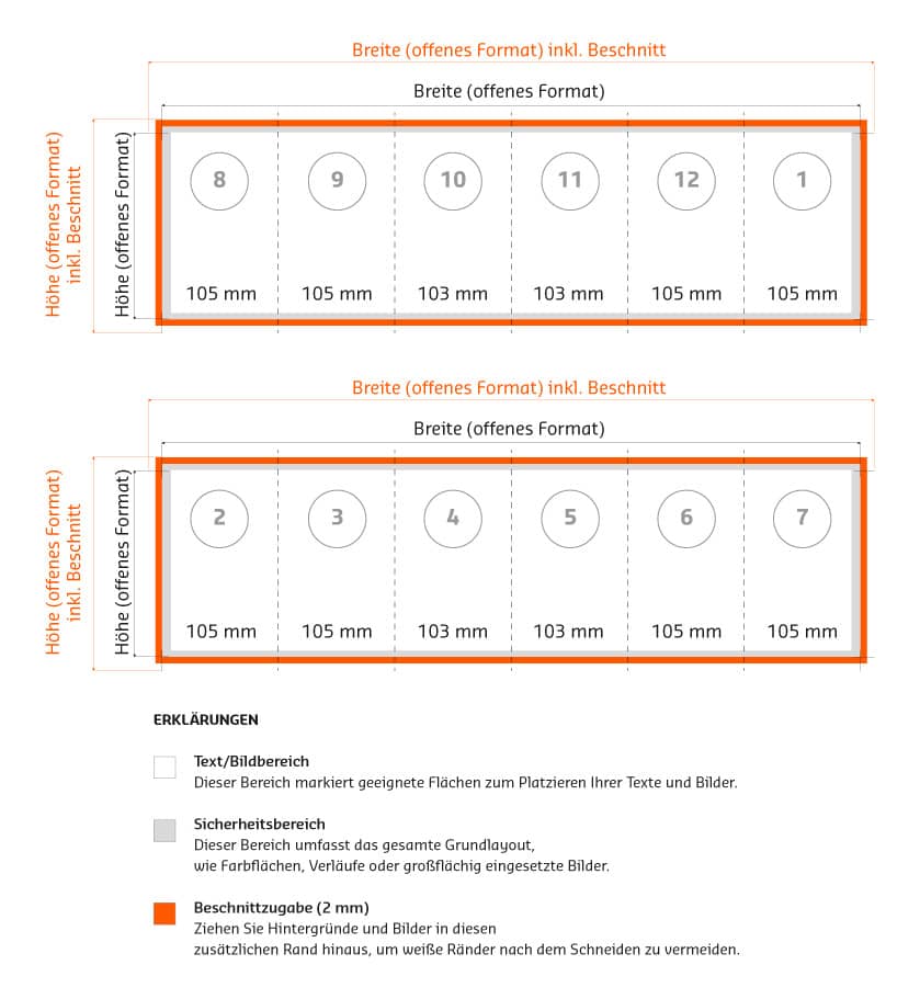 Kombifalz Druckvorlage