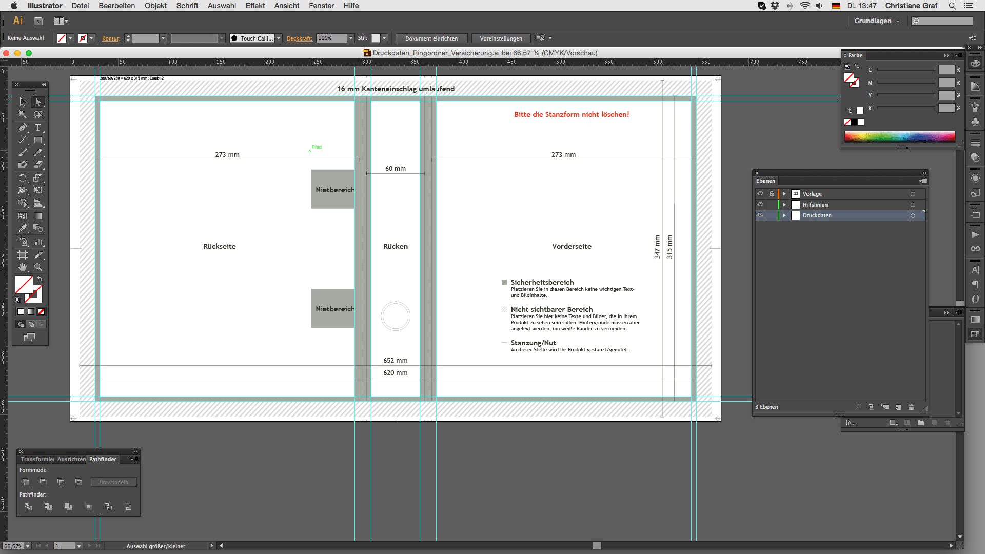 Ringorder Stanzvorlage mit Hilfslinien