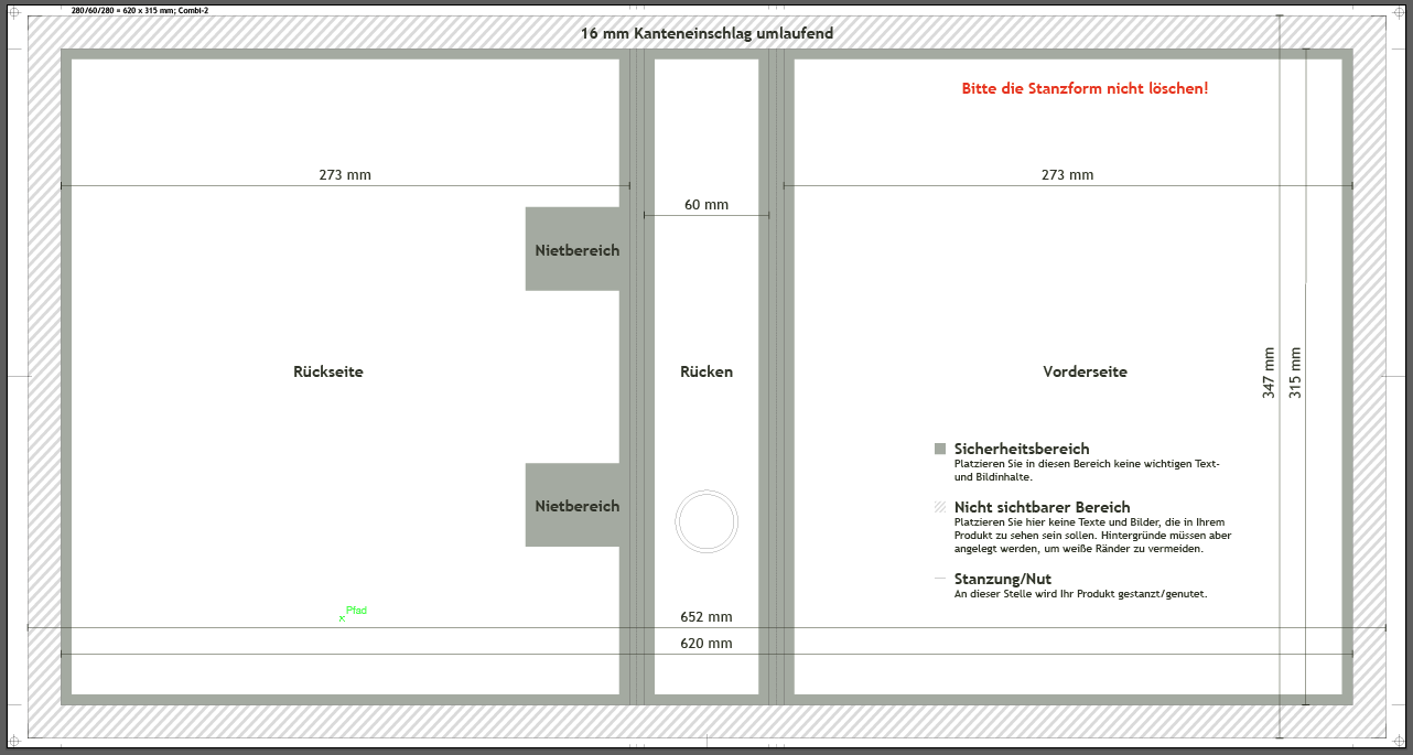 Stanzvorlage für den Ringordner