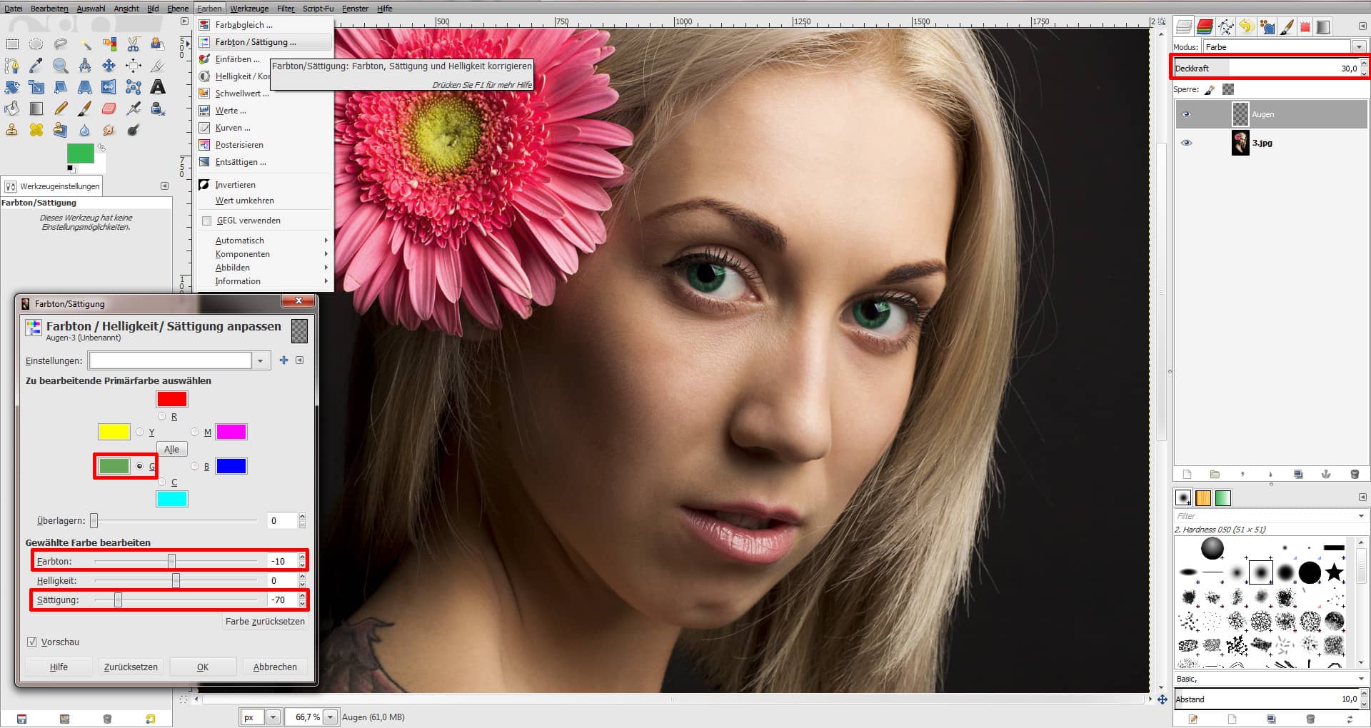 Tutorial Farbe ändern GIMP (2)