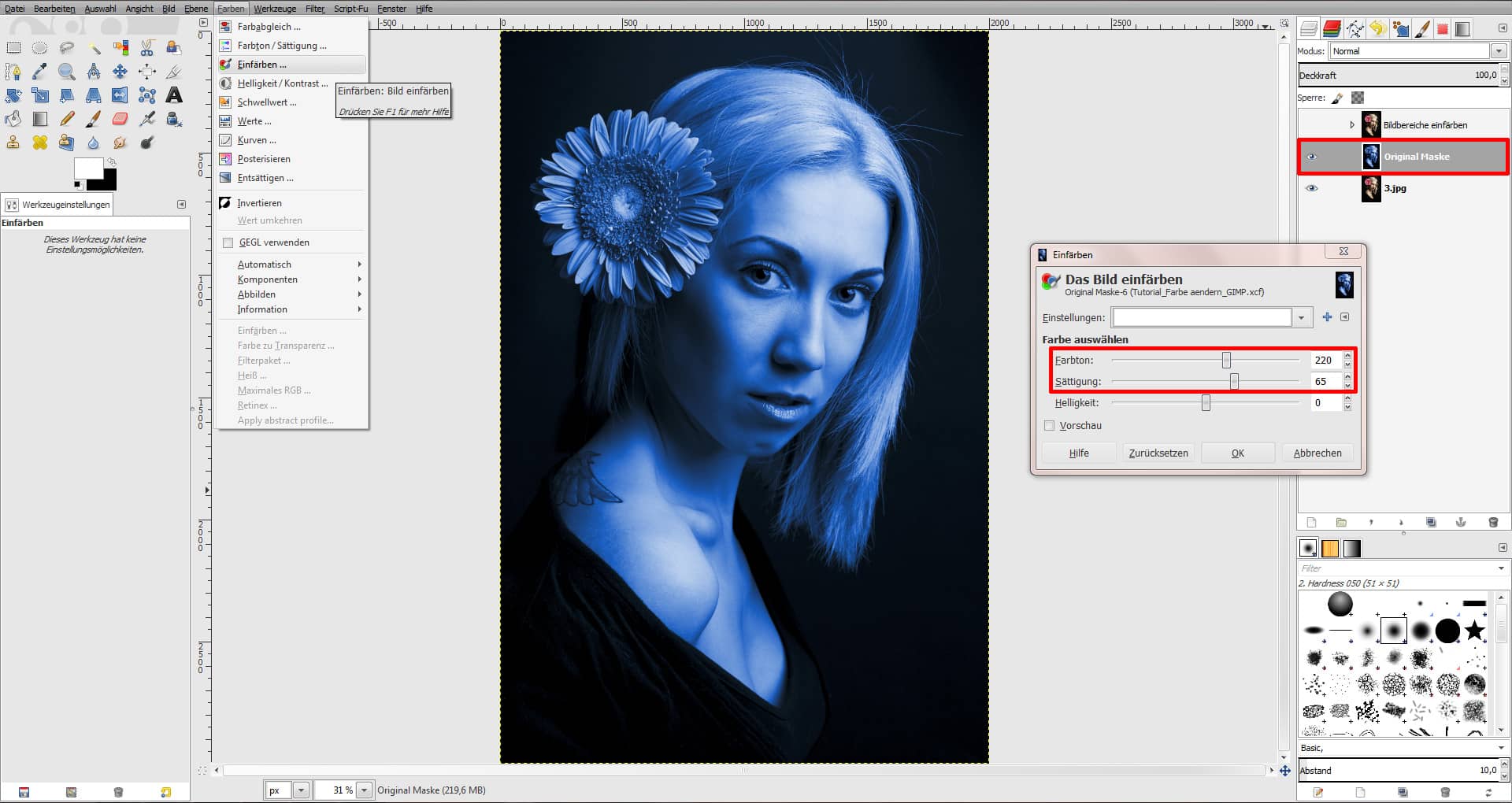 Tutorial Farbe ändern GIMP (3)