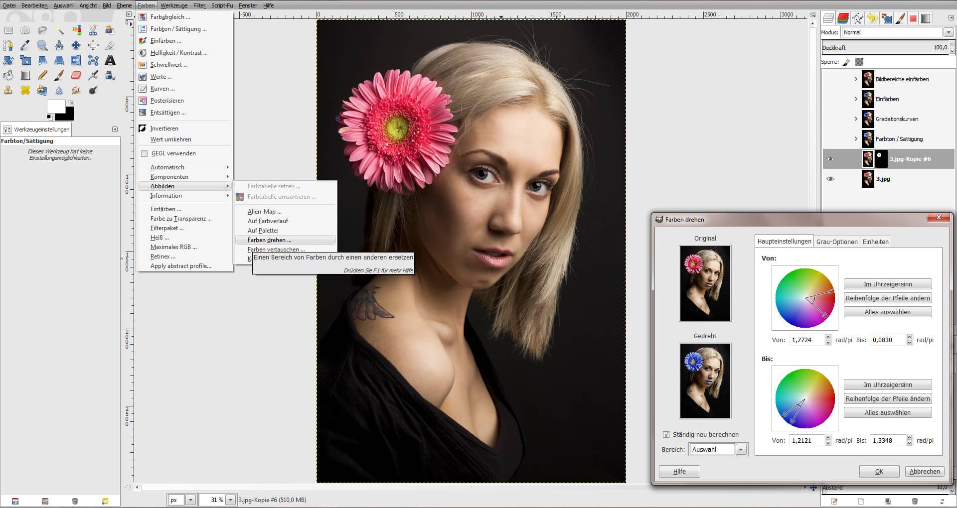Tutorial Farbe ändern GIMP (7)