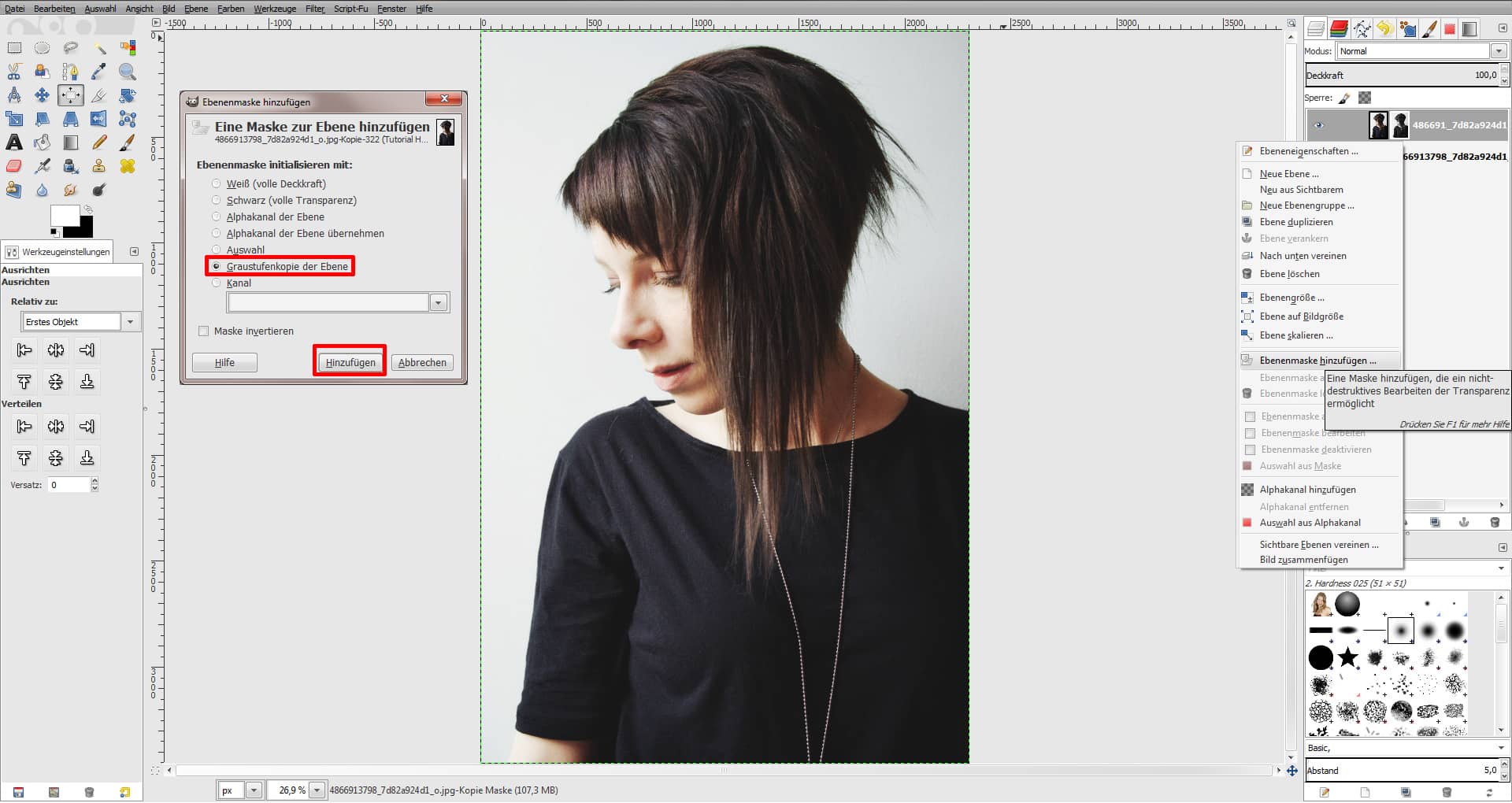 Tutorial Haare freistellen GIMP 01