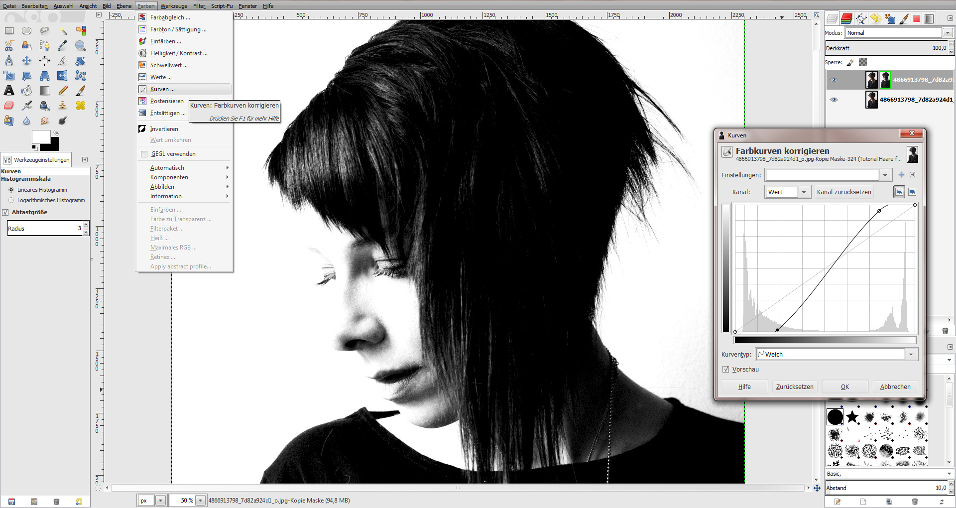 Tutorial Haare freistellen GIMP 02