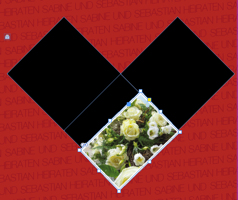 in Quadrat Herz wird Foto eingefügt