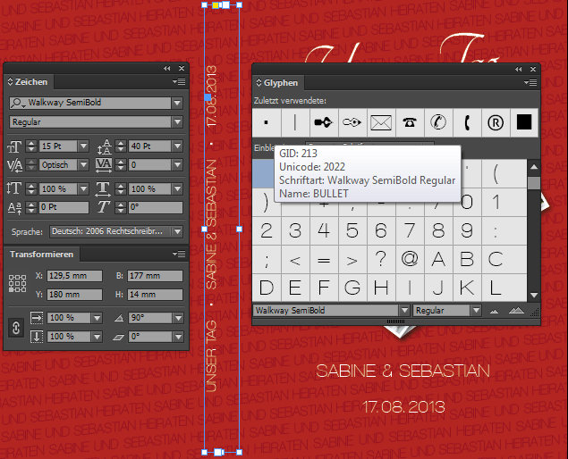 Glyphen werden aufgerufen