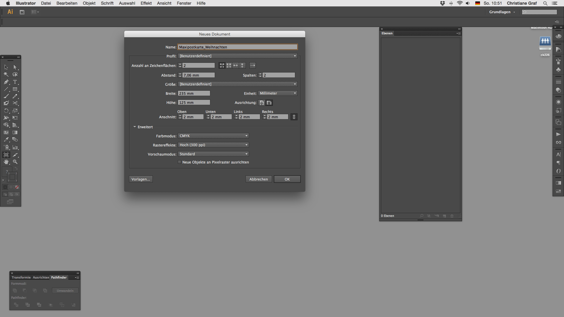 Maxikarte gestalten Datei anlegen