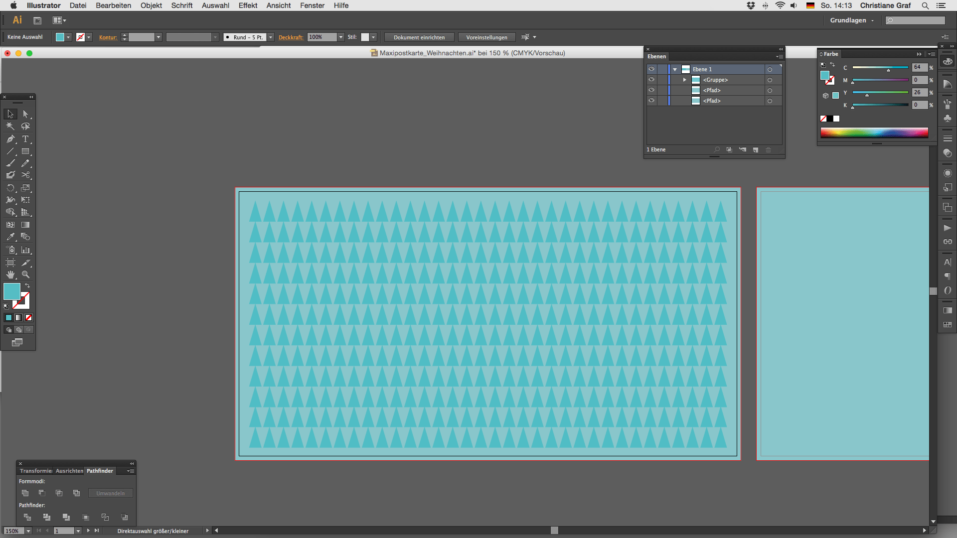 Maxikarte gestalten fertiges Muster
