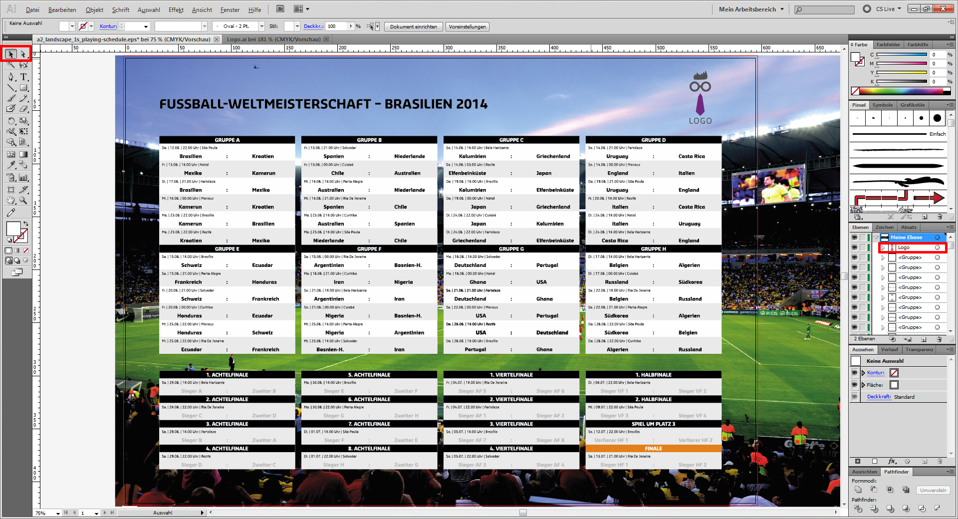 Gestalte einen WM Spielplan in Illustrator (3)