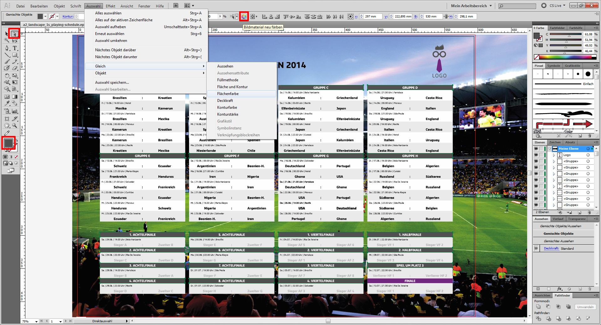 Gestalte einen WM Spielplan in Illustrator (3)