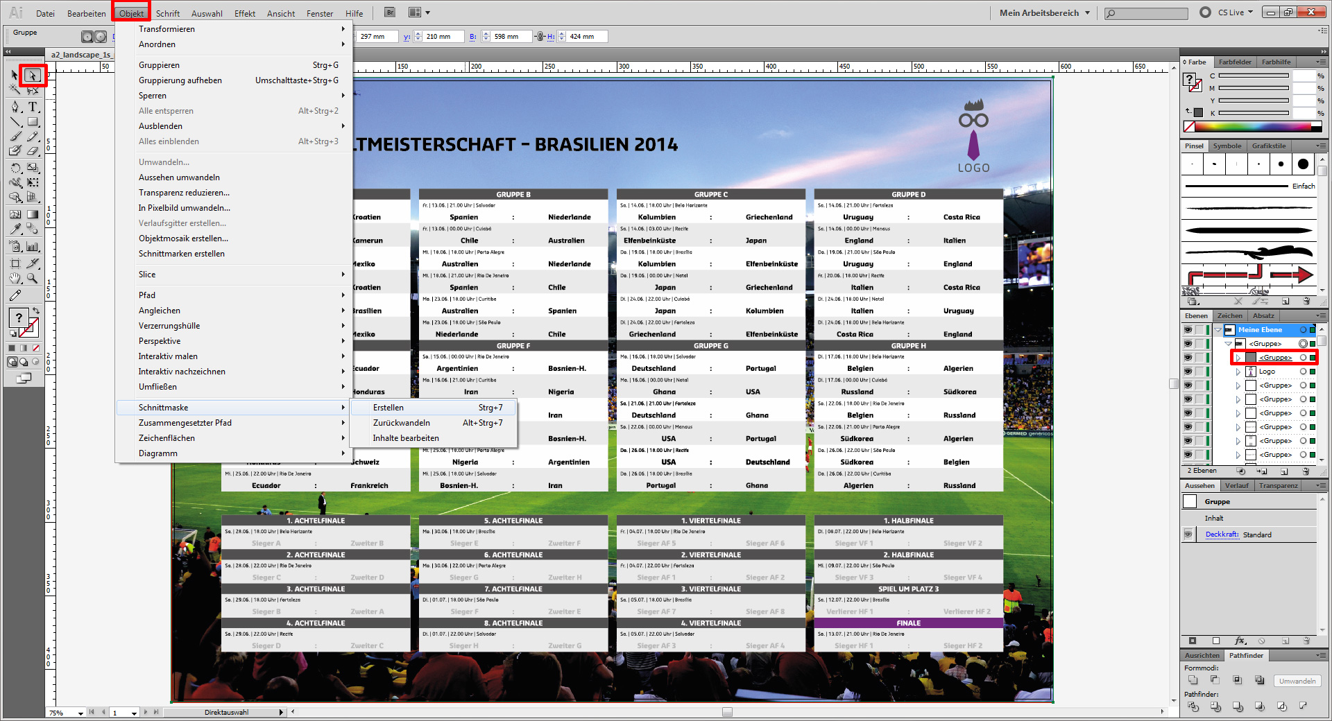 Gestalte einen WM Spielplan in Illustrator (5)