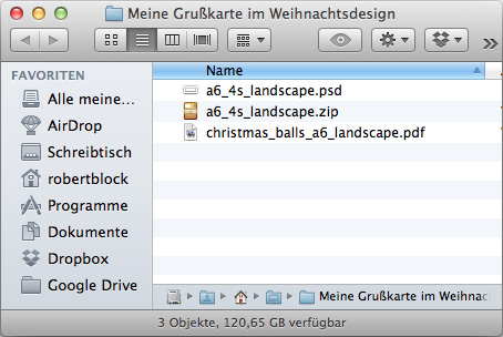 Grusskarte Vorlage Daten step 1