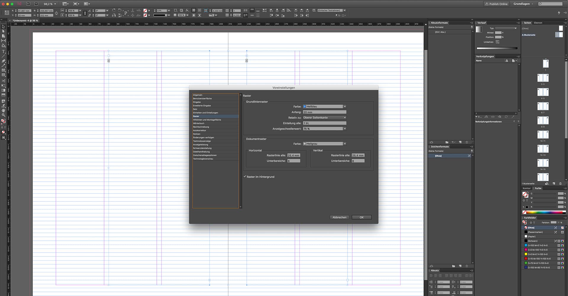 Die Gestaltung eines Buches mit InDesign zweiten Schritt
