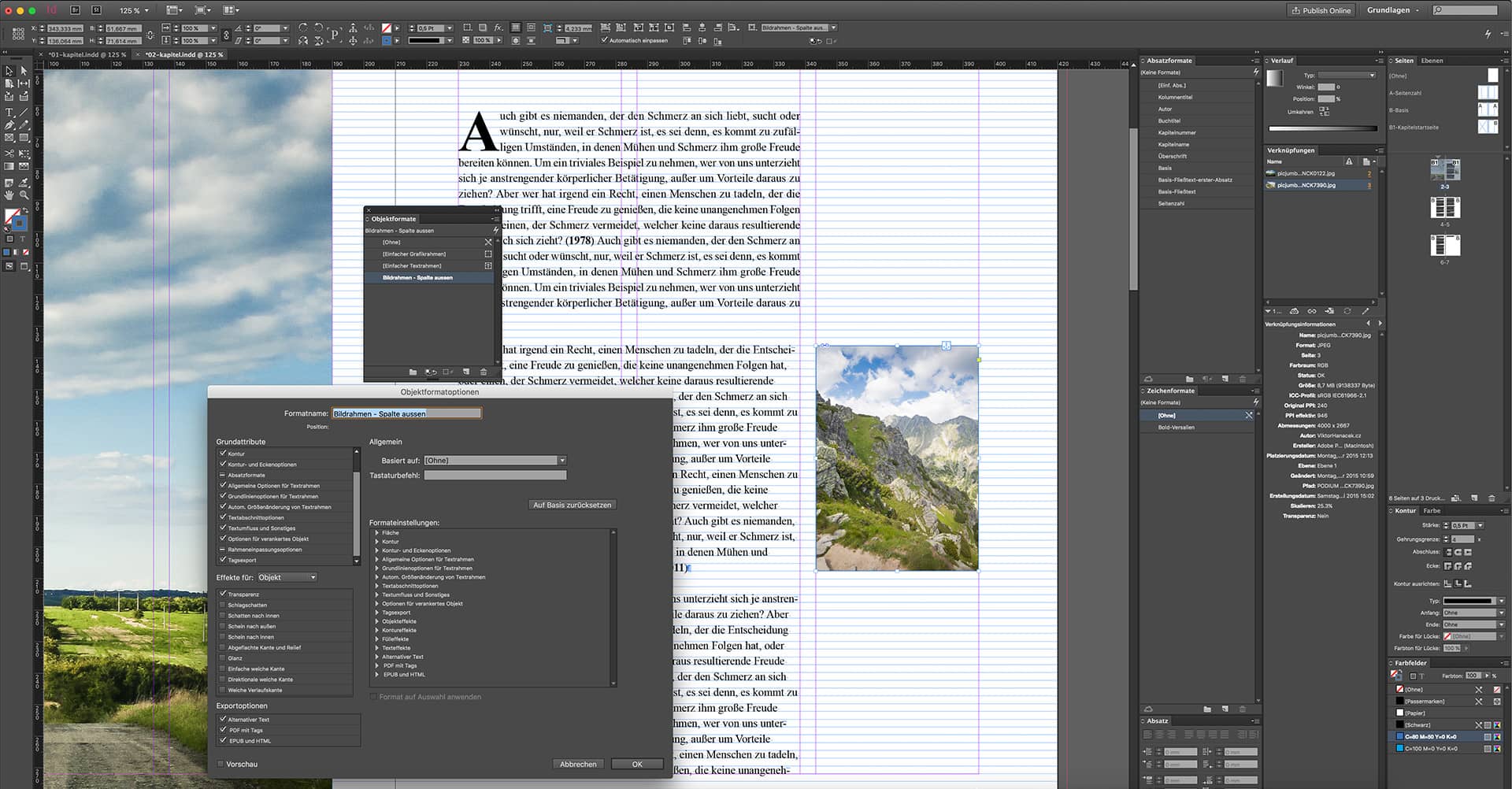 Die Gestaltung eines Buches mit InDesign neunten Schritt