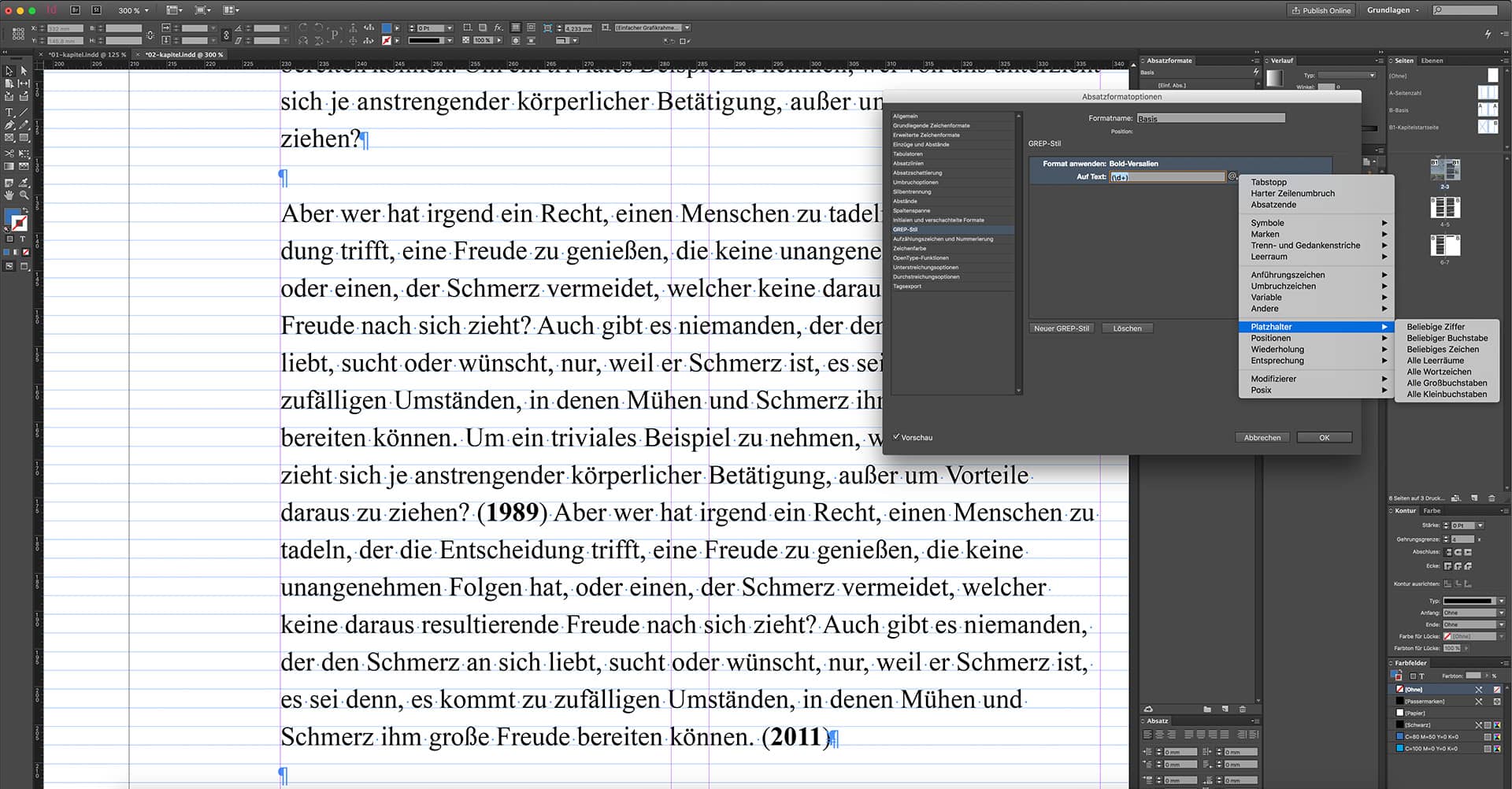 Die Gestaltung eines Buches mit InDesign siebten Schritt