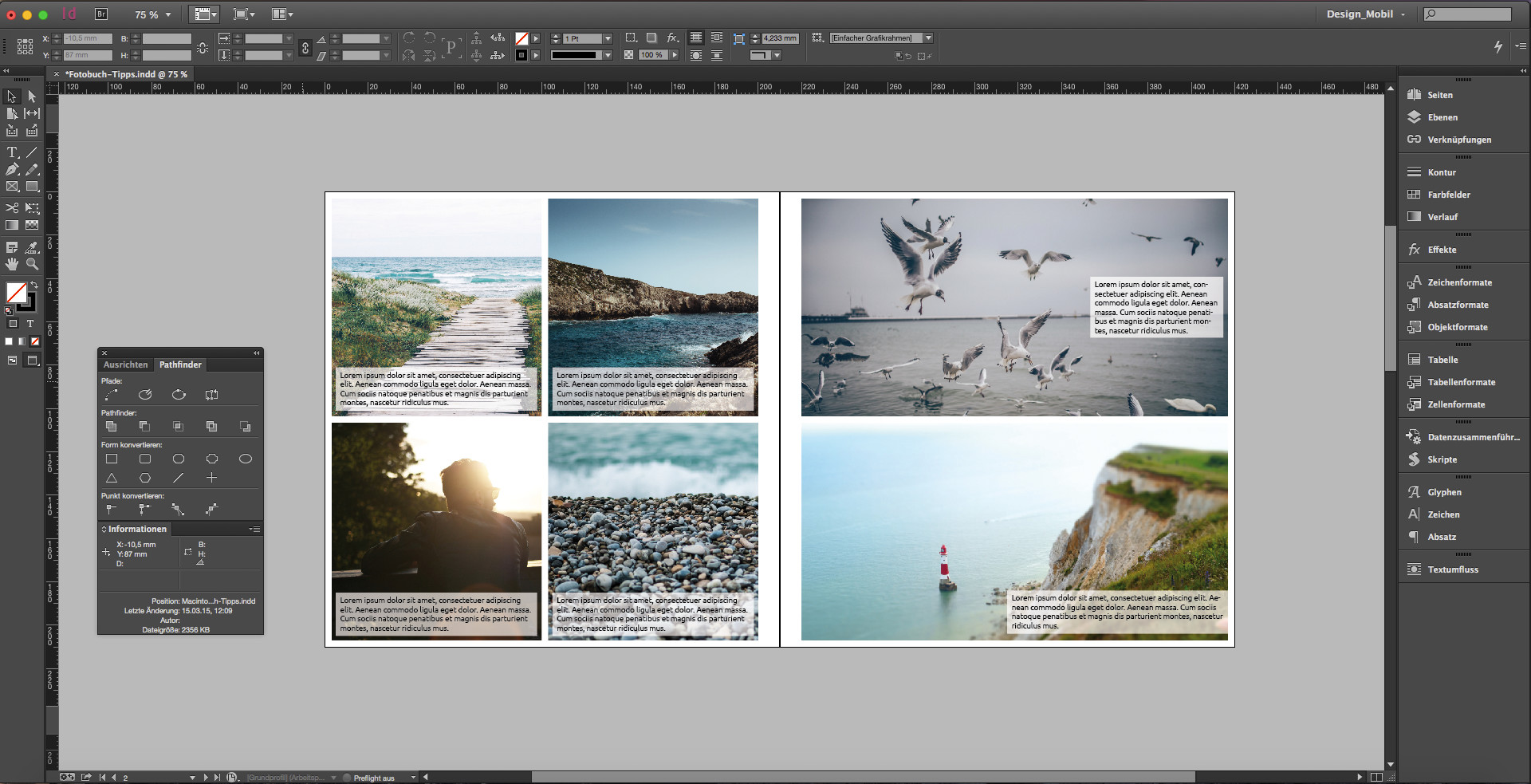 Fertiges Ergebnis von Fotobuch mit indesign