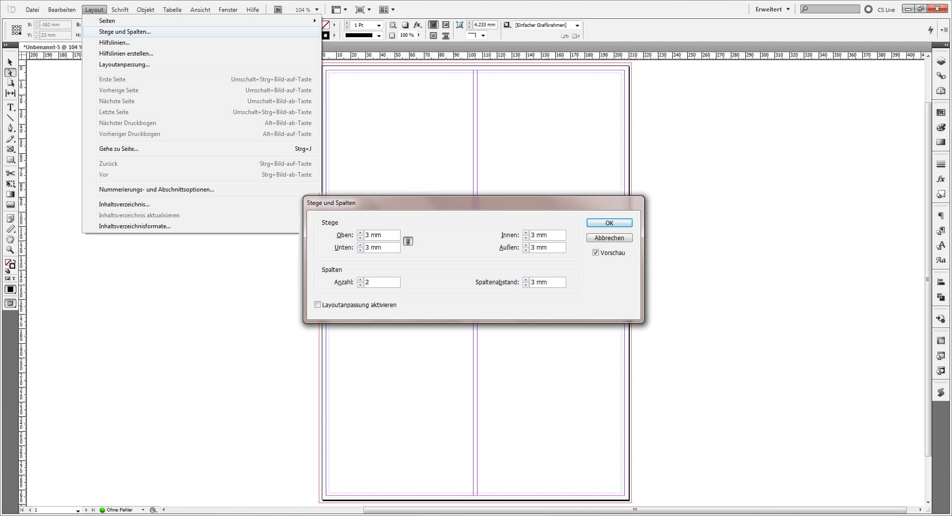 Beschnitt und Schnittmarken in InDesign anlegen 2