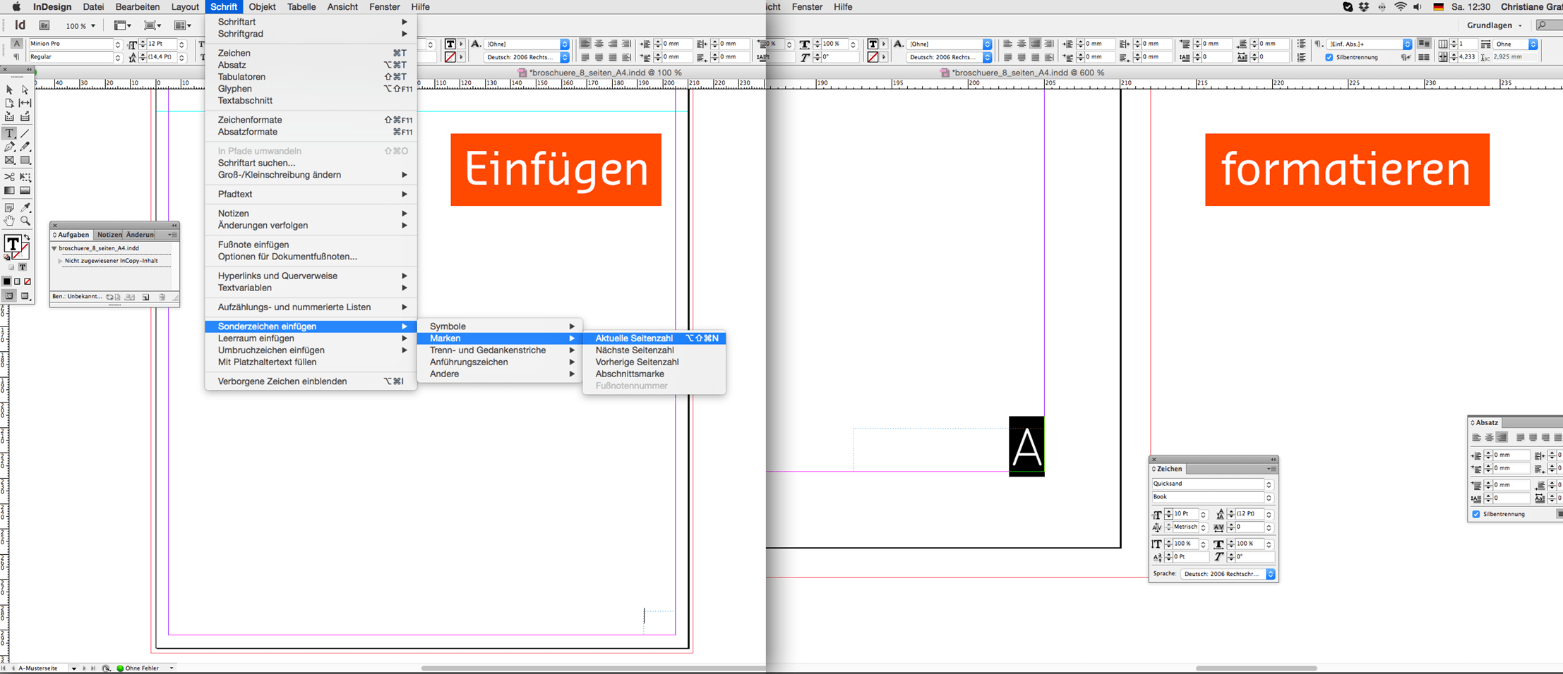 Step 4 Broschüre erstellen Seitenzahl einfügen und formatieren