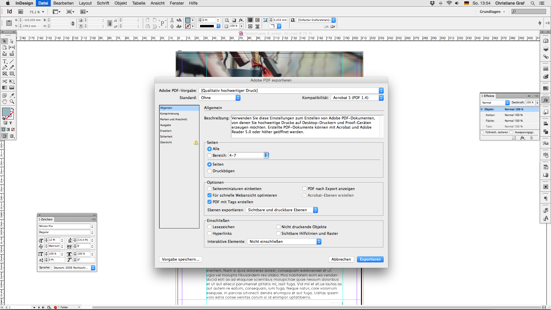 Step 7 Broschüre erstellen Ausgabe Reiter Allgemein