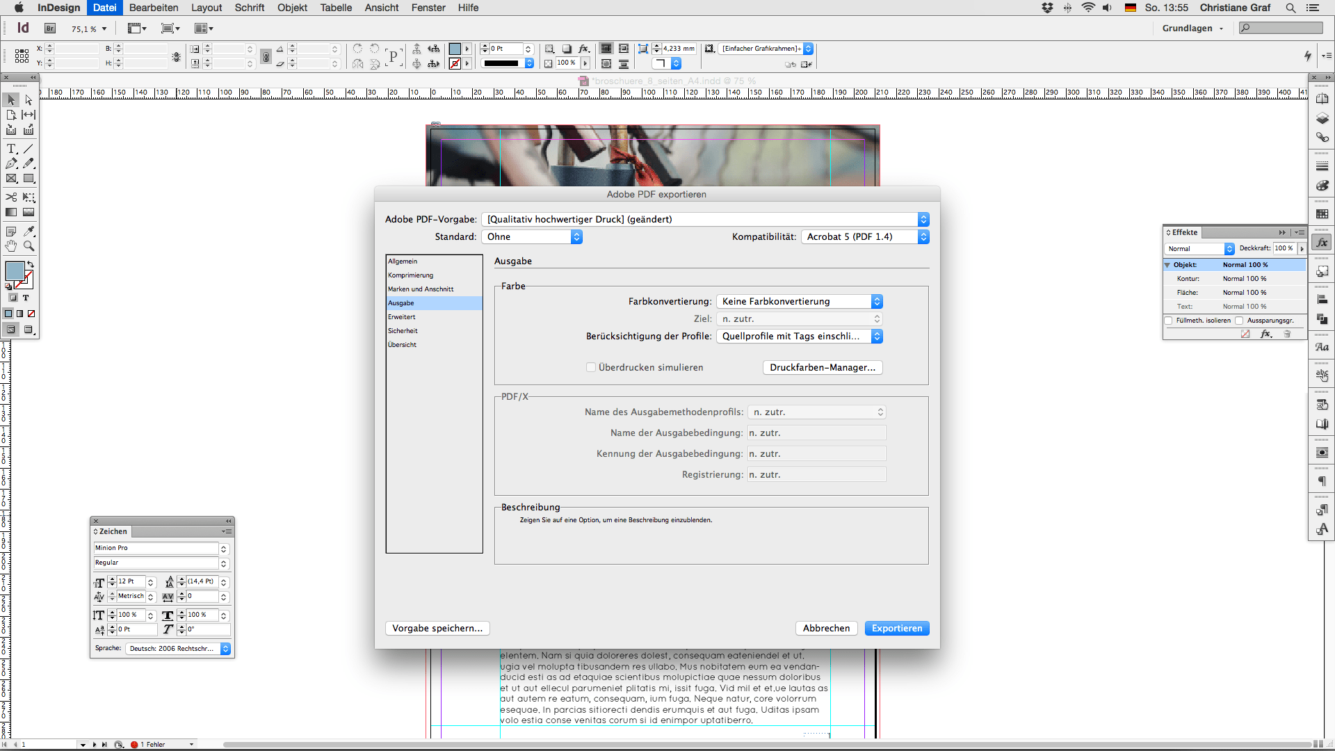Step 7 Broschüre erstellen Ausgabe Reiter Ausgabe