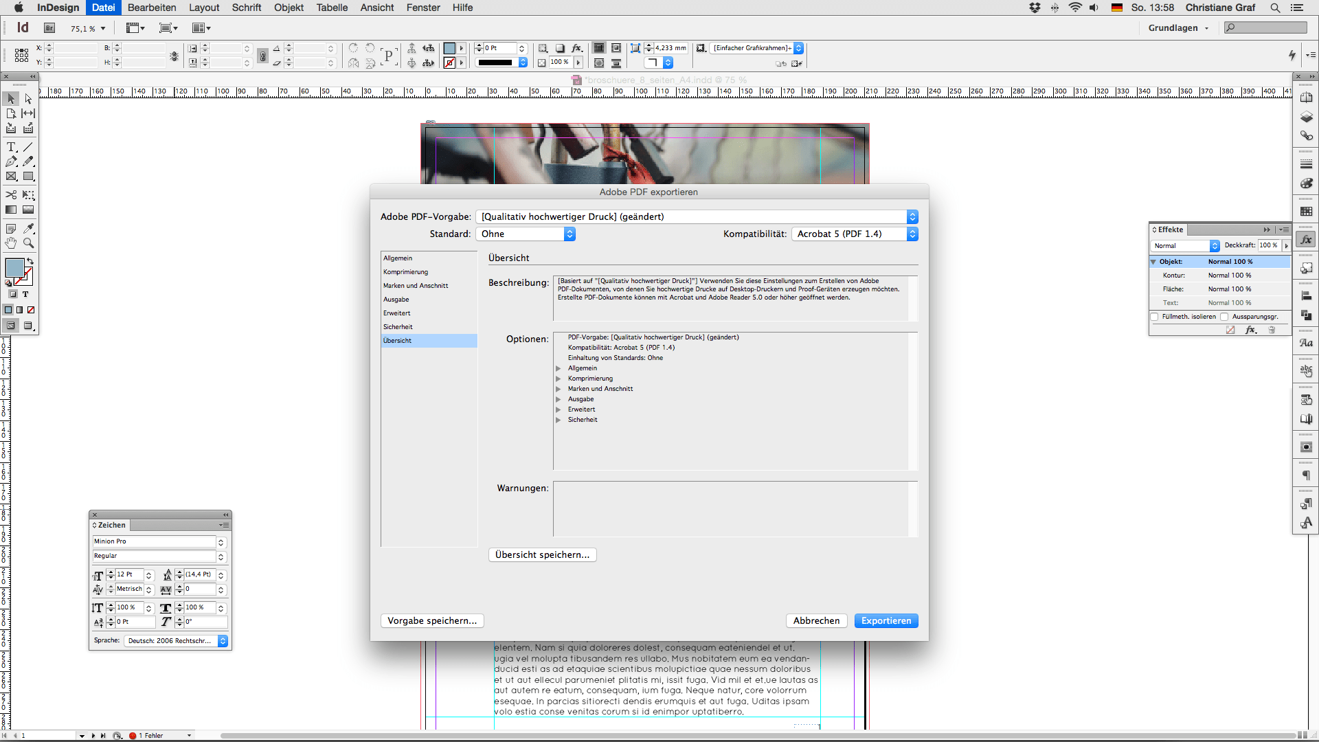 Step 7 Broschüre erstellen Ausgabe Reiter Übersicht