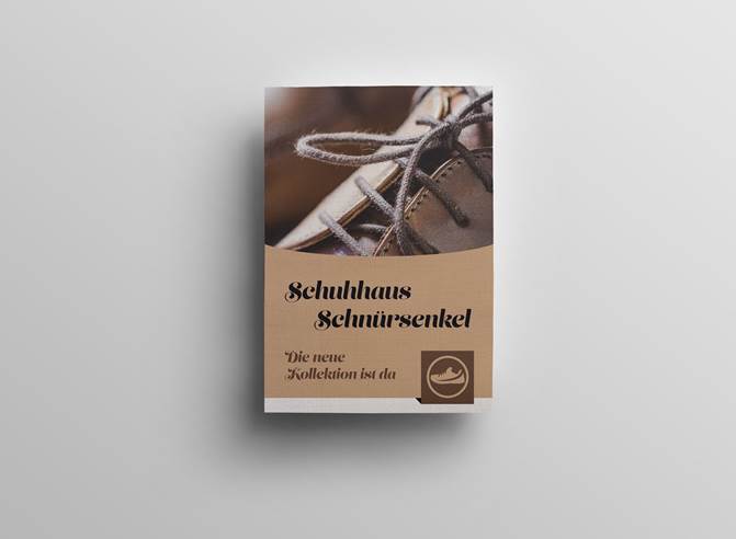 auffällige Textilspannrahmen Beispiel 2 mit einer braunen Schuhe für ein Schuhhaus