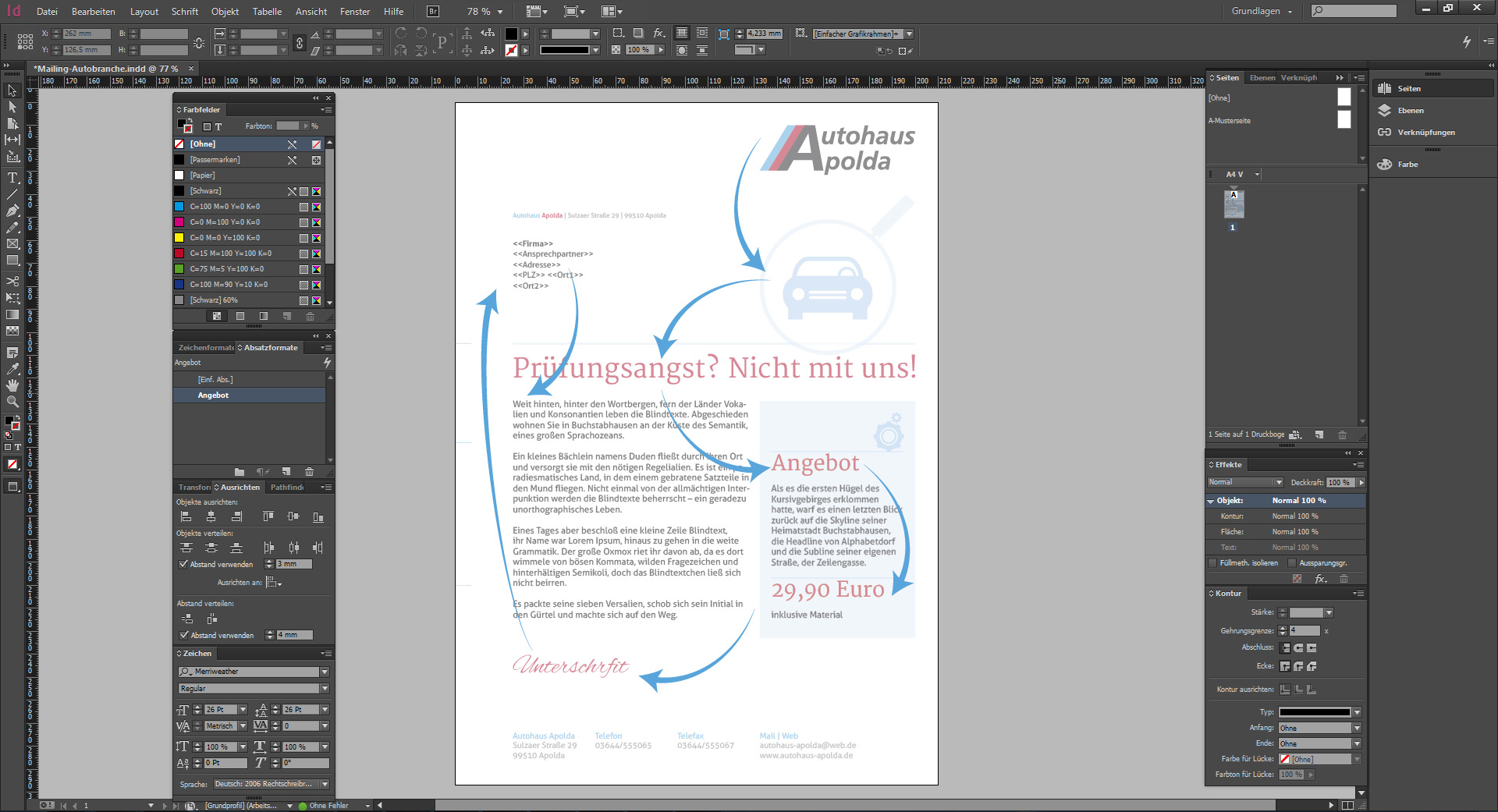 Werbebrief für ein Autohaus gestalten 4