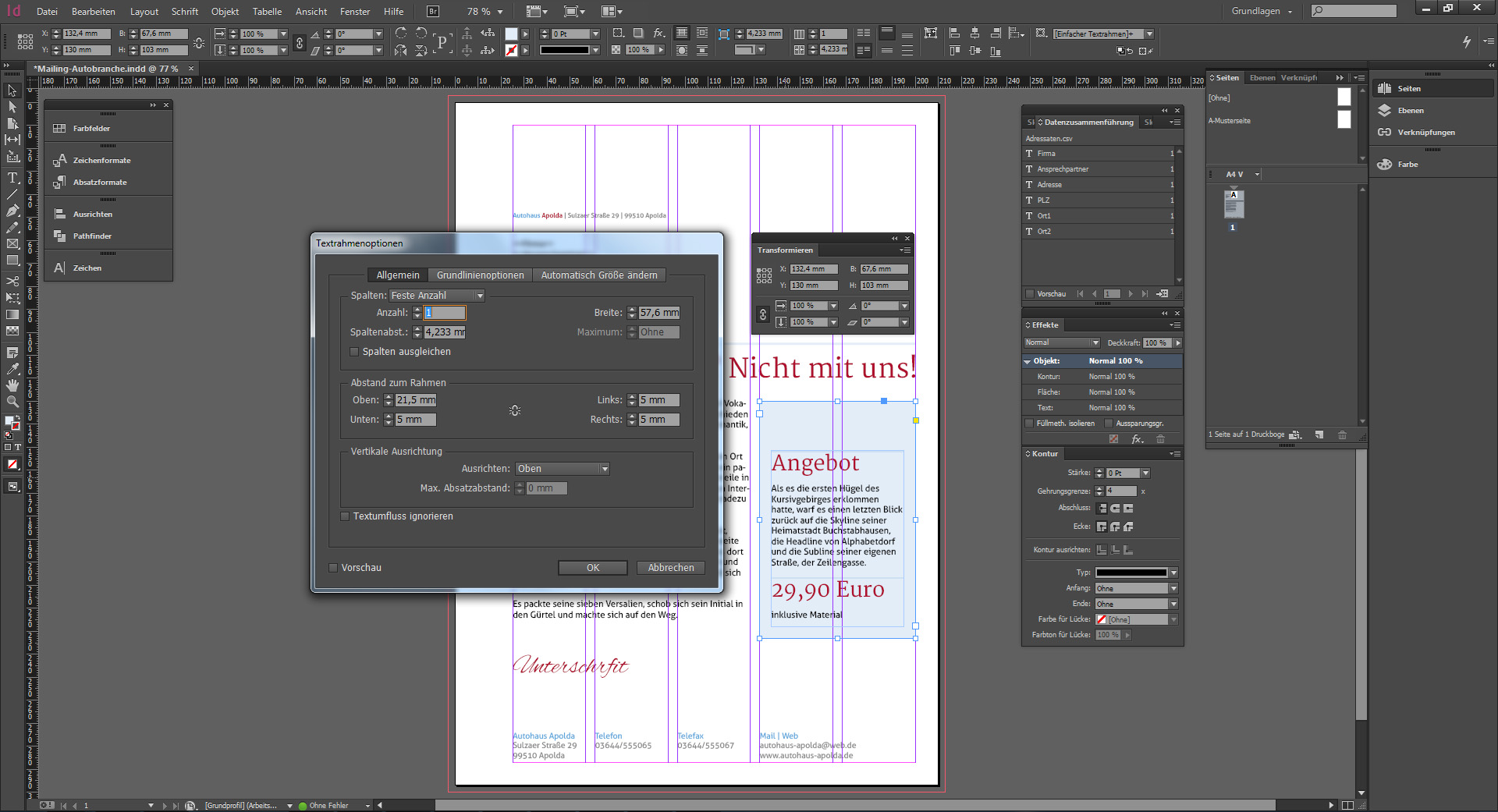 Werbebrief für ein Autohaus gestalten 14