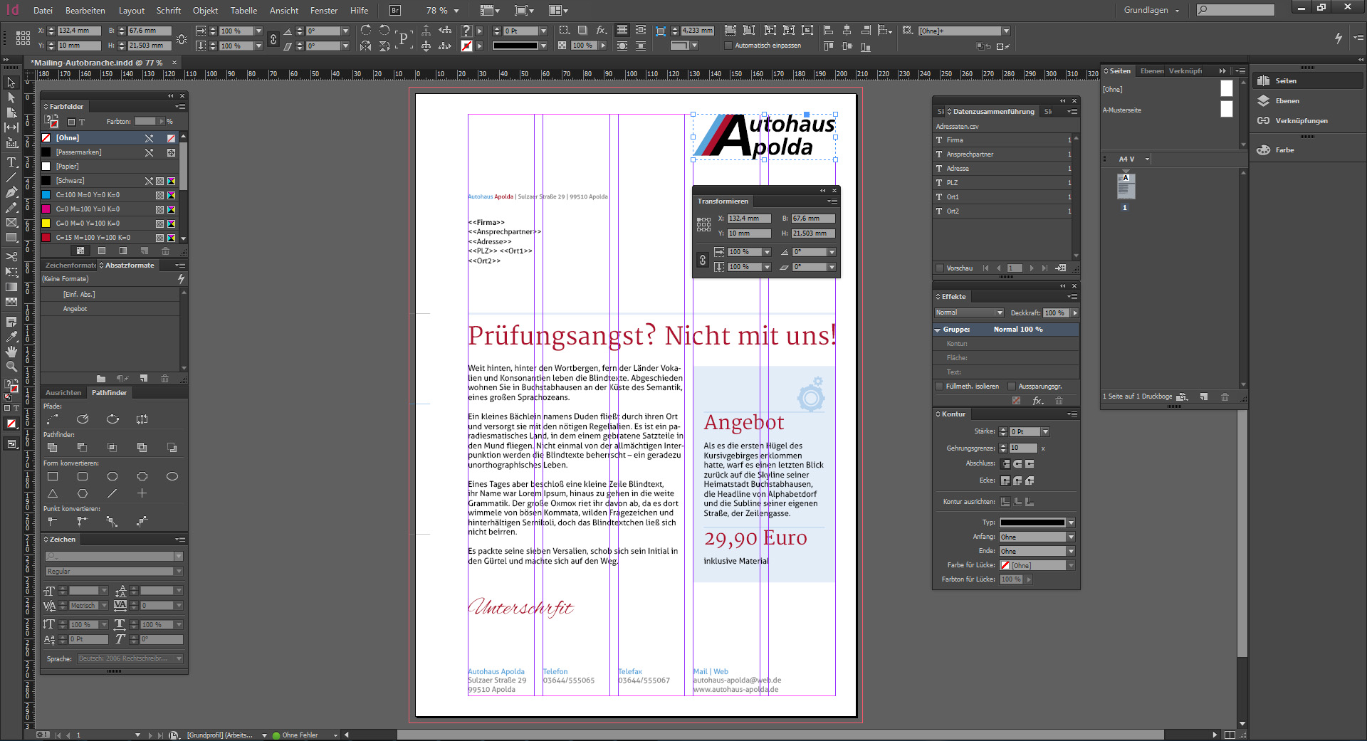Werbebrief für ein Autohaus gestalten 17