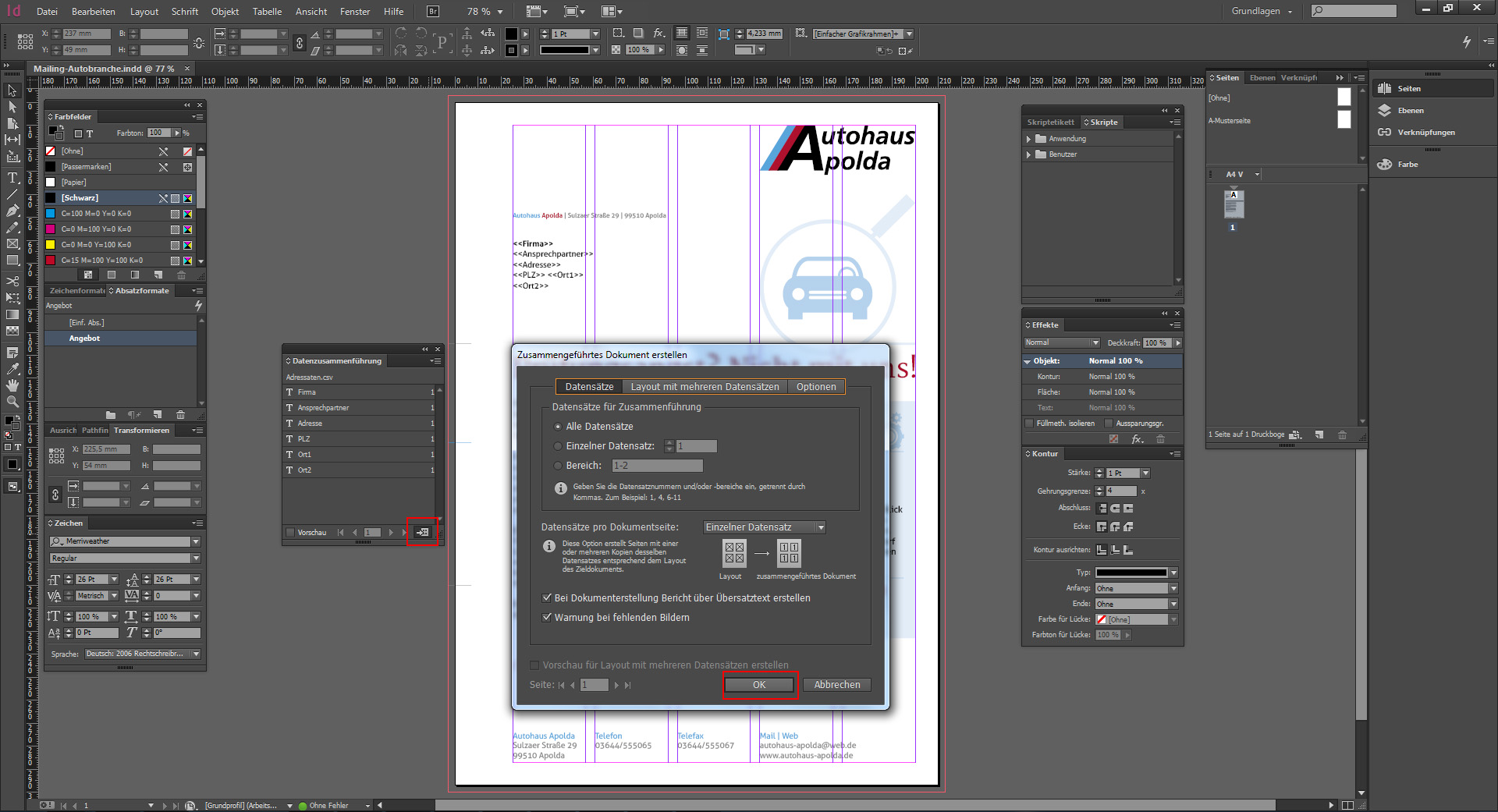 Werbebrief für ein Autohaus gestalten 21