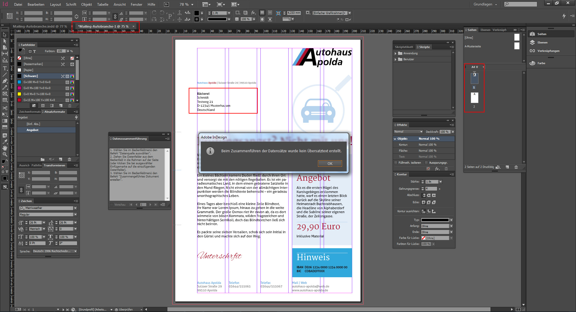 Werbebrief für ein Autohaus gestalten 22
