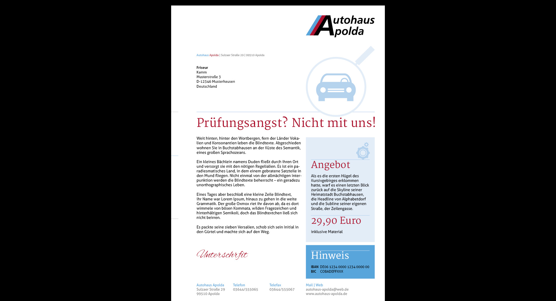 Werbebrief für ein Autohaus gestalten 23