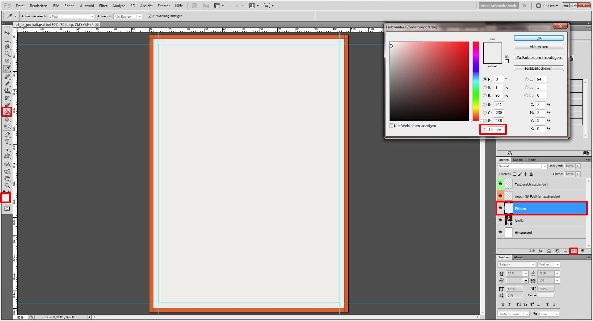 Grusskarte Photoshop Tutorial Step zur Ebenenfüllung