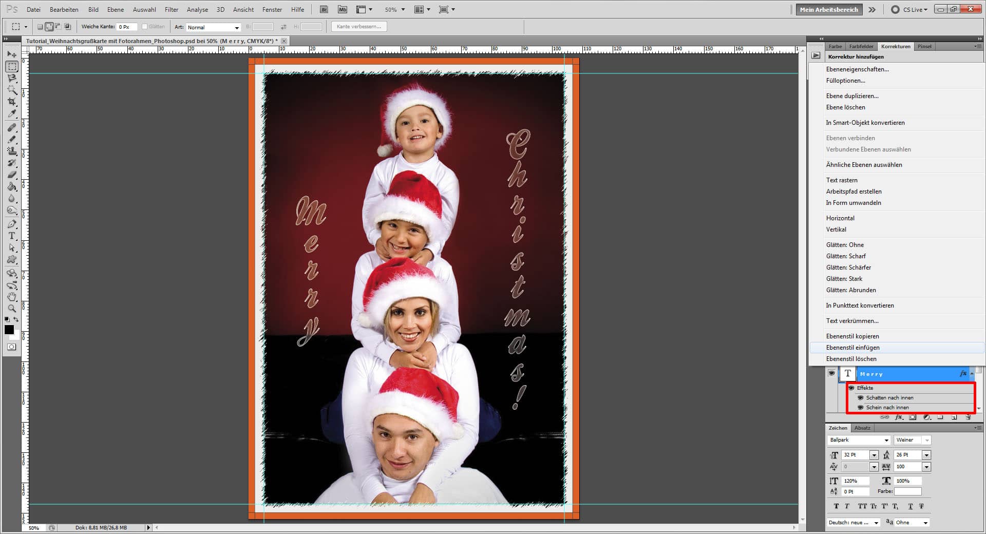 Photoshop Fenster um gleichen Stil auf alle Ebenen zu haben