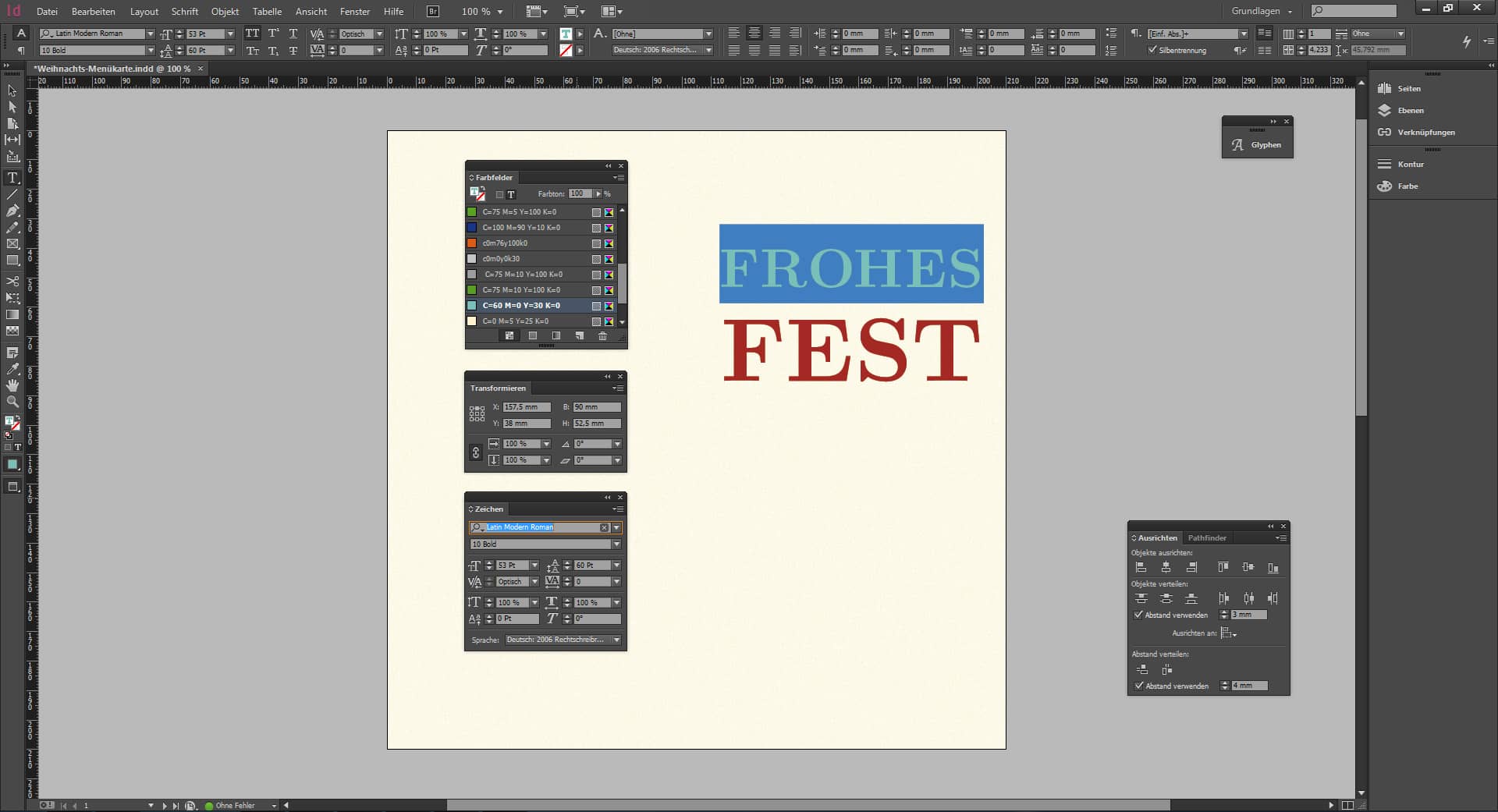 Tutorial Menuekarte Weihnachten