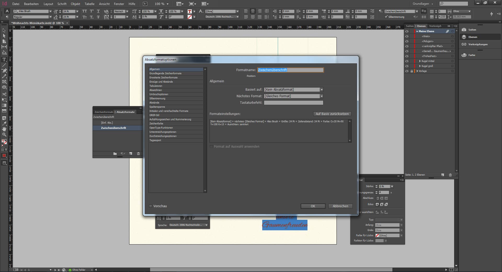 Tutorial Menuekarte Weihnachten