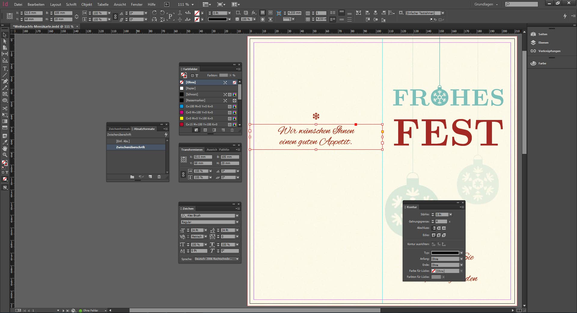 Tutorial Menuekarte Weihnachten