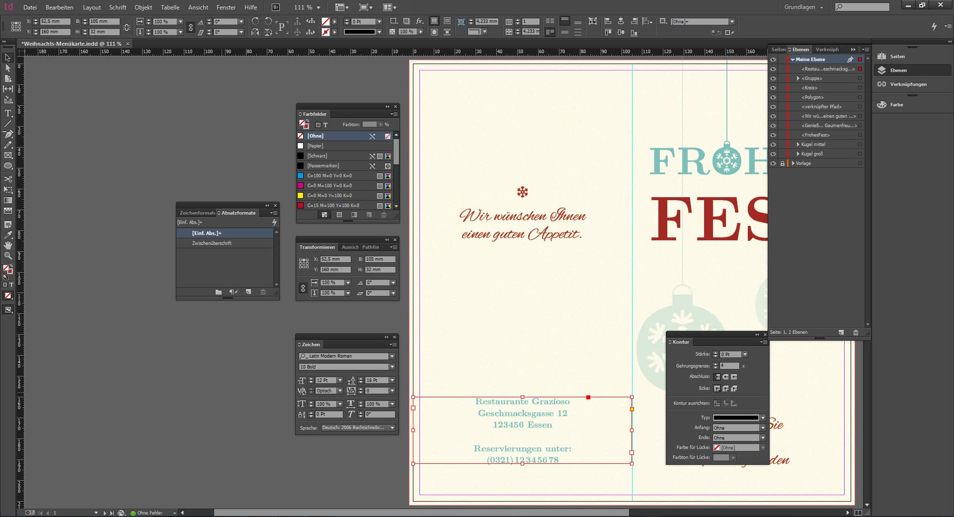 Tutorial Menuekarte Weihnachten