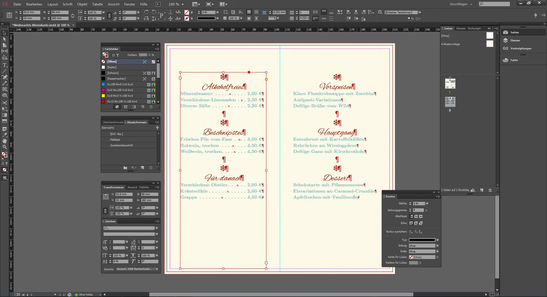 Tutorial Menuekarte Weihnachten