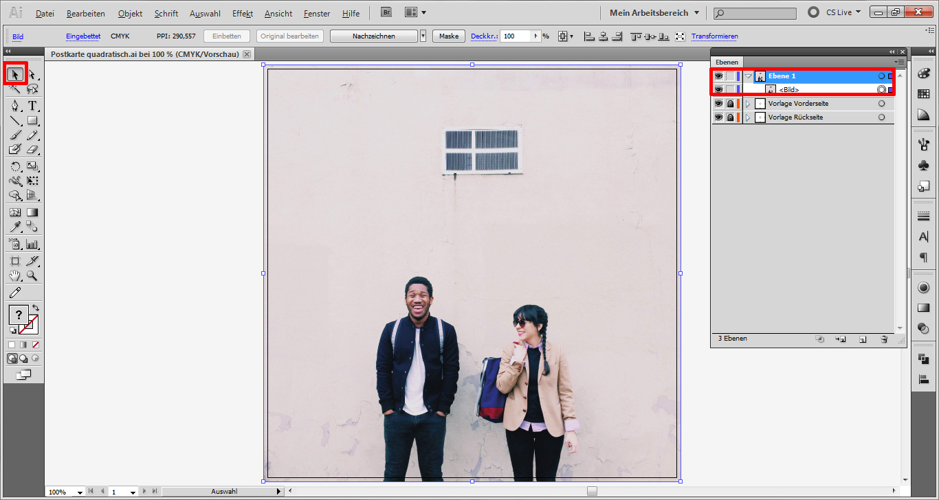 Illustrator Tutorial: quadratische Postkarte Step 1