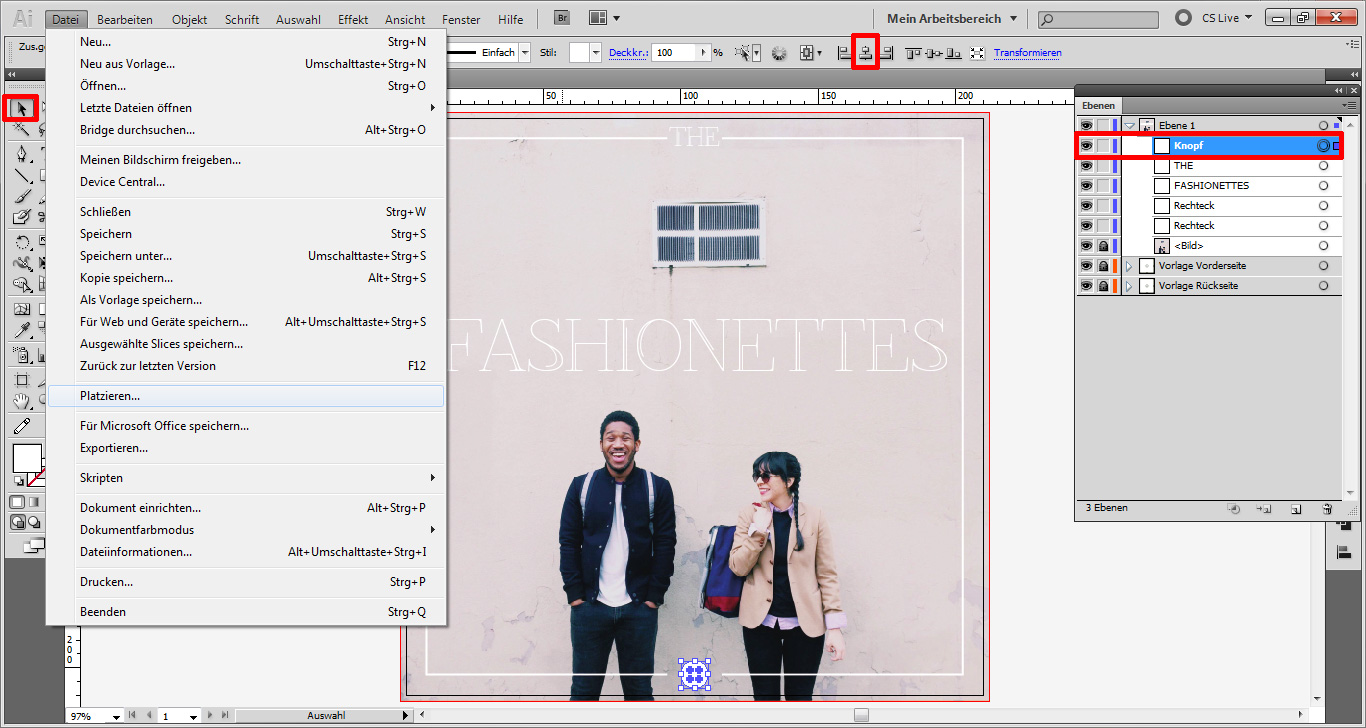 Illustrator Tutorial: quadratische Postkarte Step 6