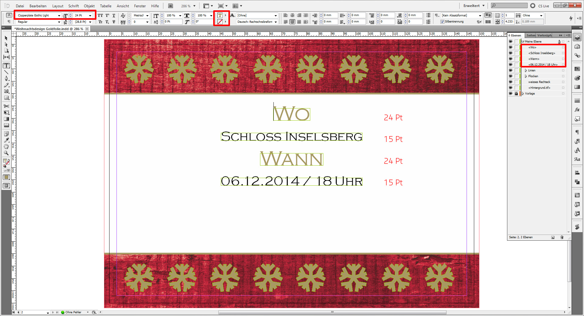 Weihnachtskarten für Firmen Tutorial mit InDesign Step 16