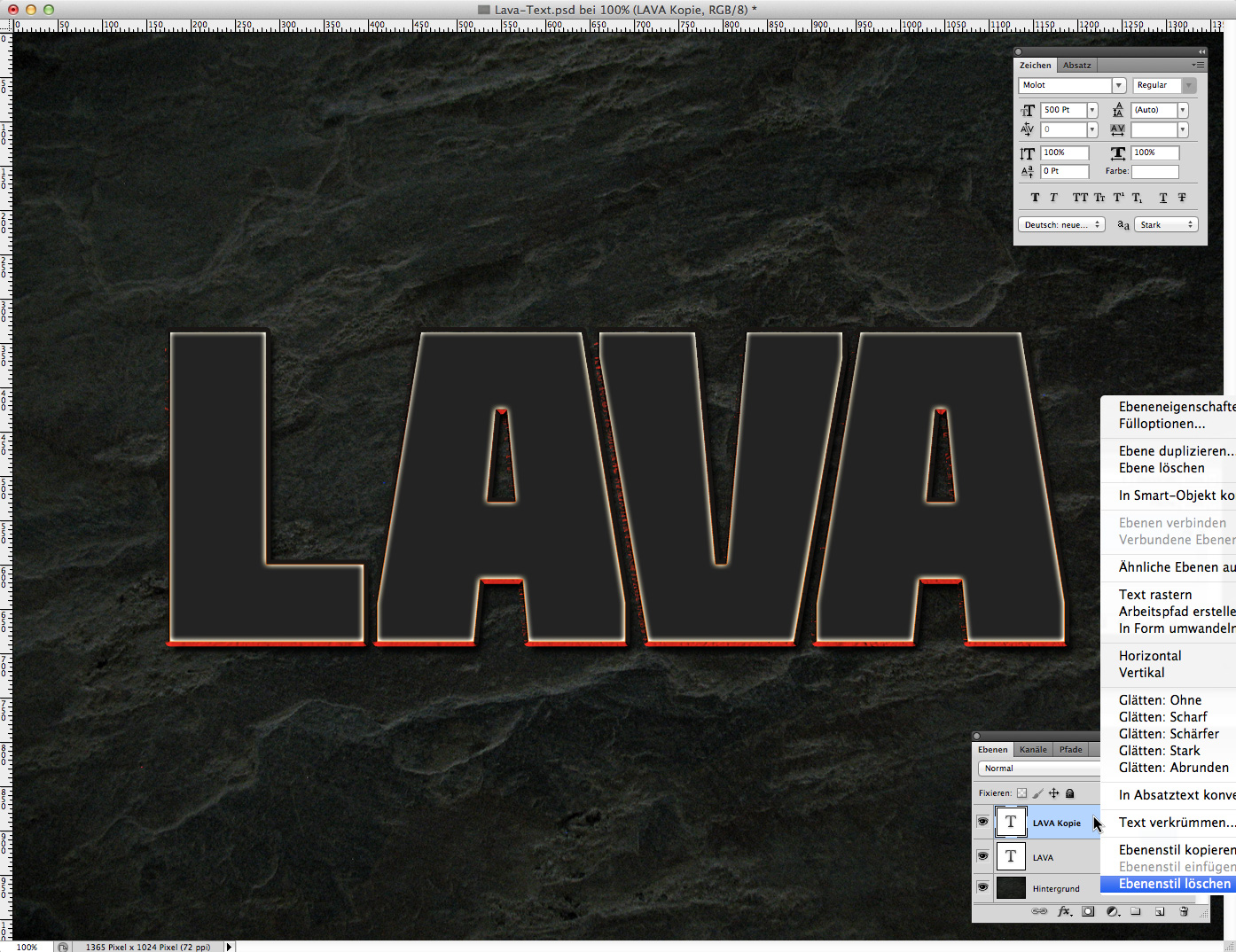 Lava Text effect Phtotoshop 4 step 1
