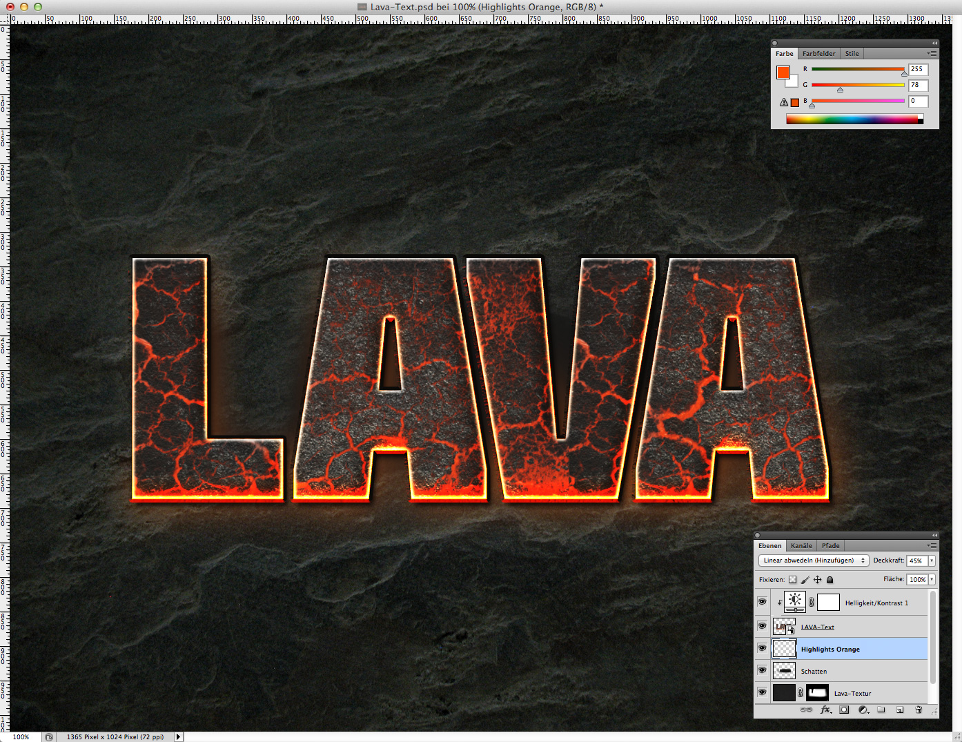 Lava Text effect Photoshop 9